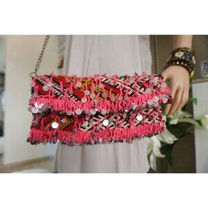 Vintage Moroccan Kilim Clutch: Handmade Berber Crossbody Bag